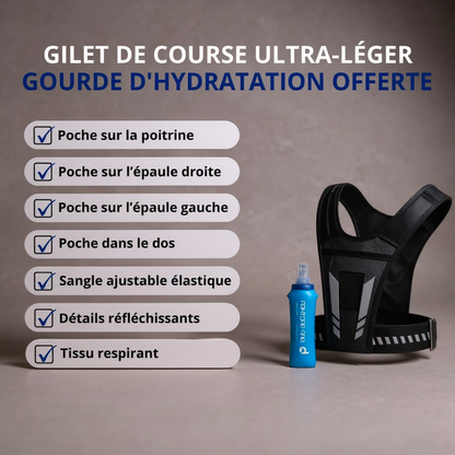 Gilet de course ultra-léger et réfléchissant - PacePro + Gourde d’hydratation (Gratuite)