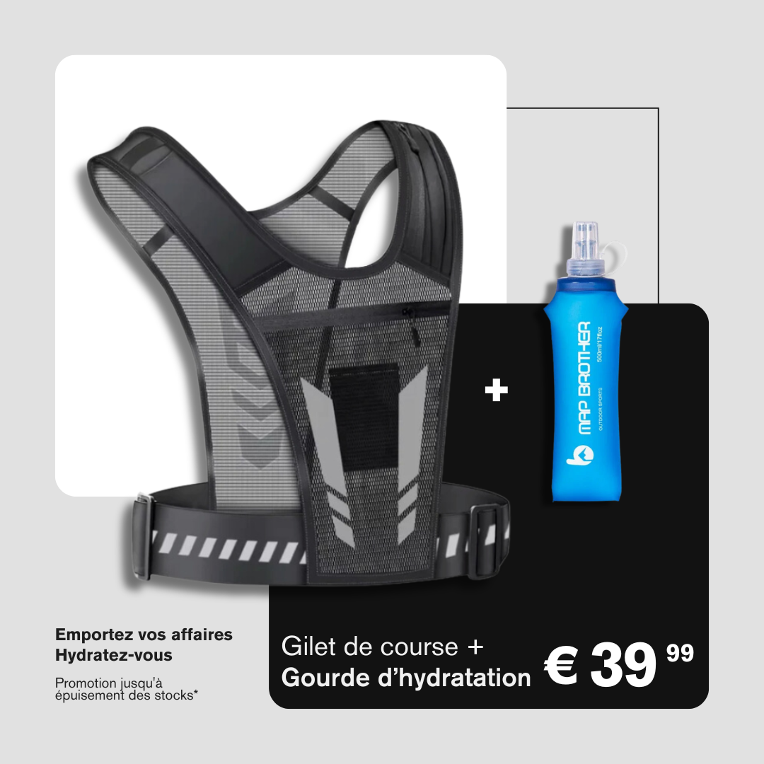 Gilet de course ultra-léger et réfléchissant - PacePro + Gourde d’hydratation (Gratuite)